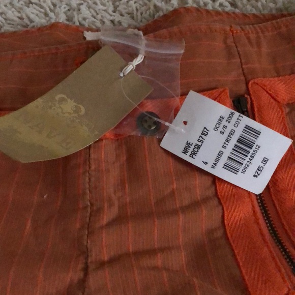 Navy striped orange cotton wide leg pant unique - Picture 5 of 8